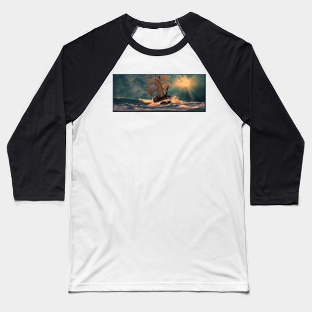 The Sailing Ship Baseball T-Shirt by rgerhard